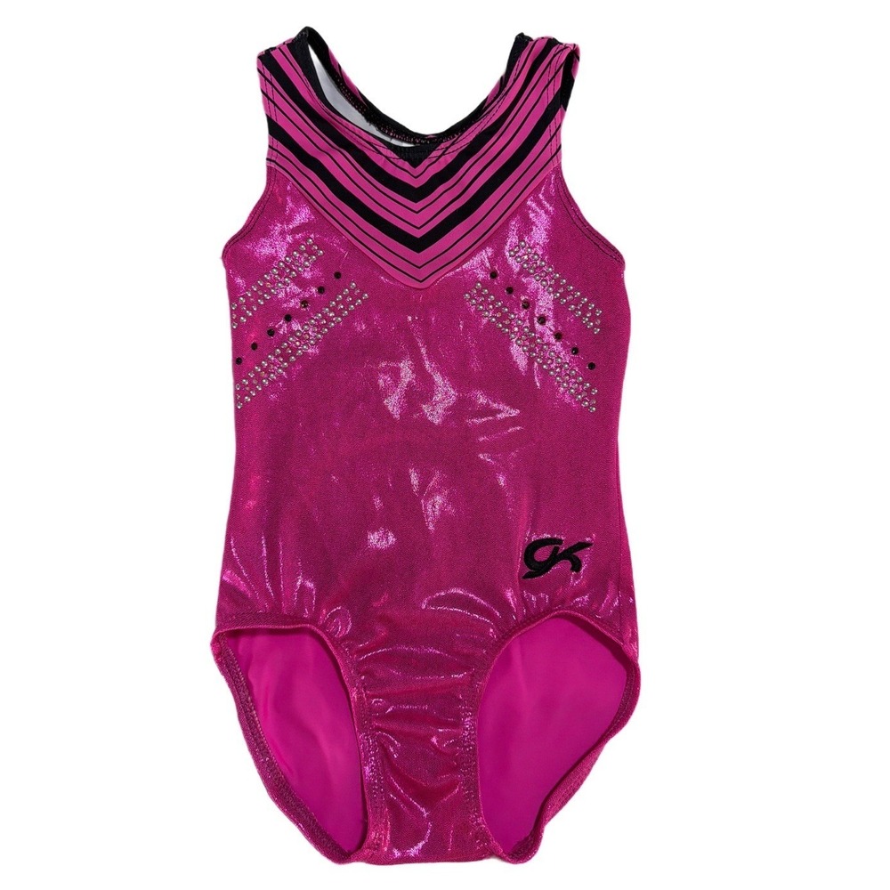 GK Elite Berry Vibe Gymnastics Leotard Crystals CS (5/6) "Brandy" Johnson Gym‎